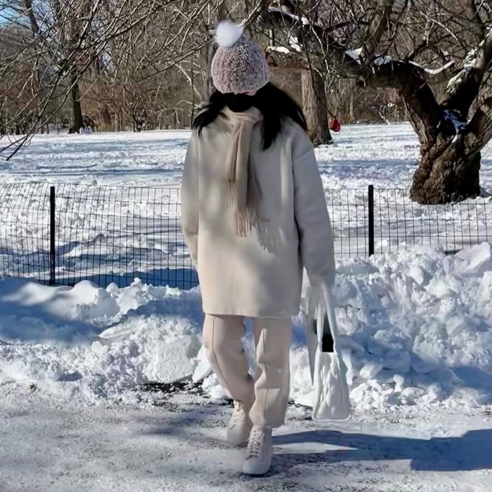 COS Cream Textured Wool Hoodie